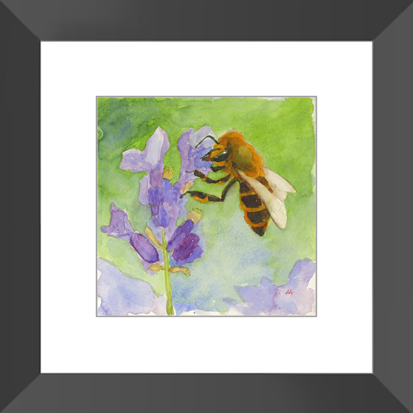 Framed Art Print - "Honeybee on Lavender"
